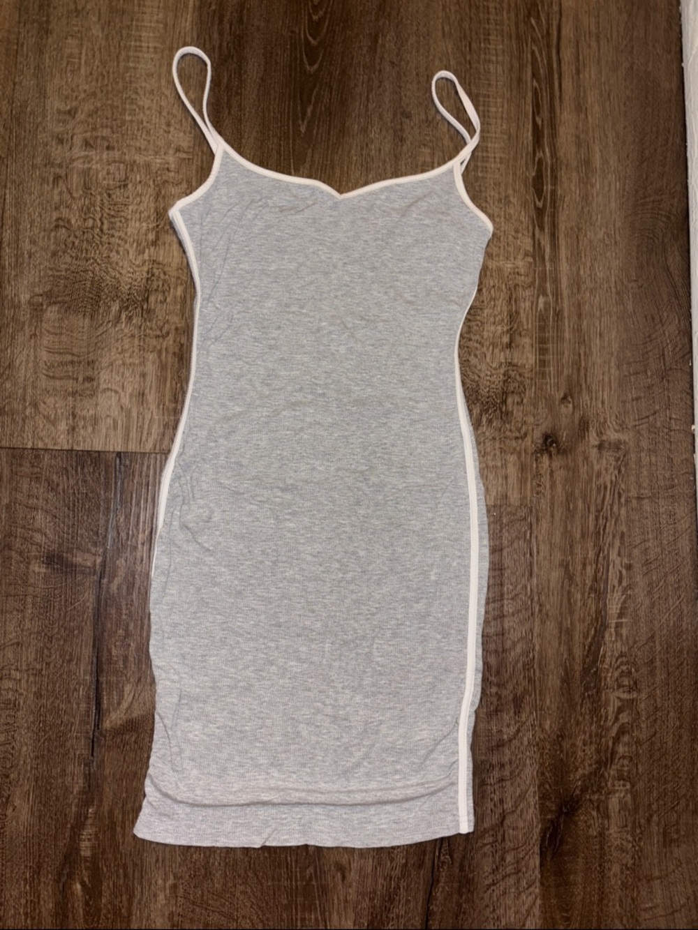 SHEIN Gray Knit Bodycon Mini Dress with White Trim